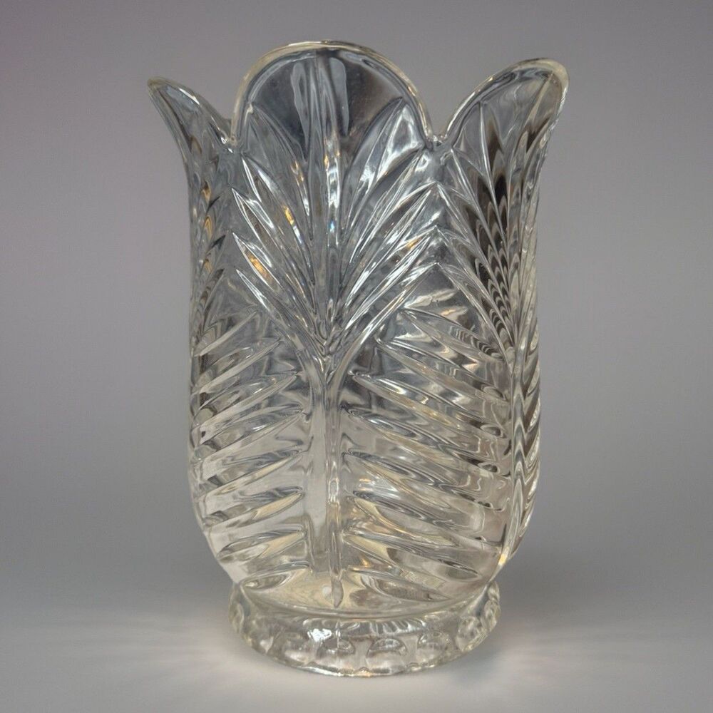 Vintage New In Box Fifth Avenue Crystal 8" Hurricane Vase Candle Holder